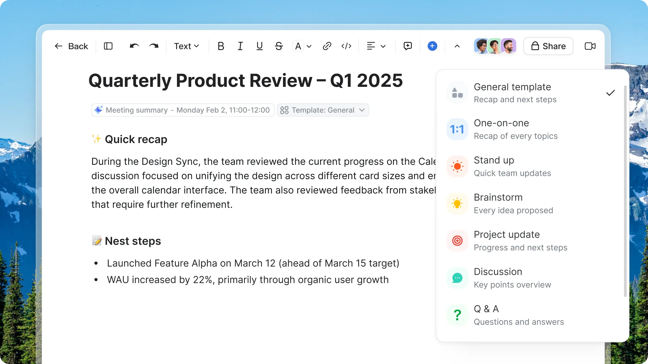 Document formatting
