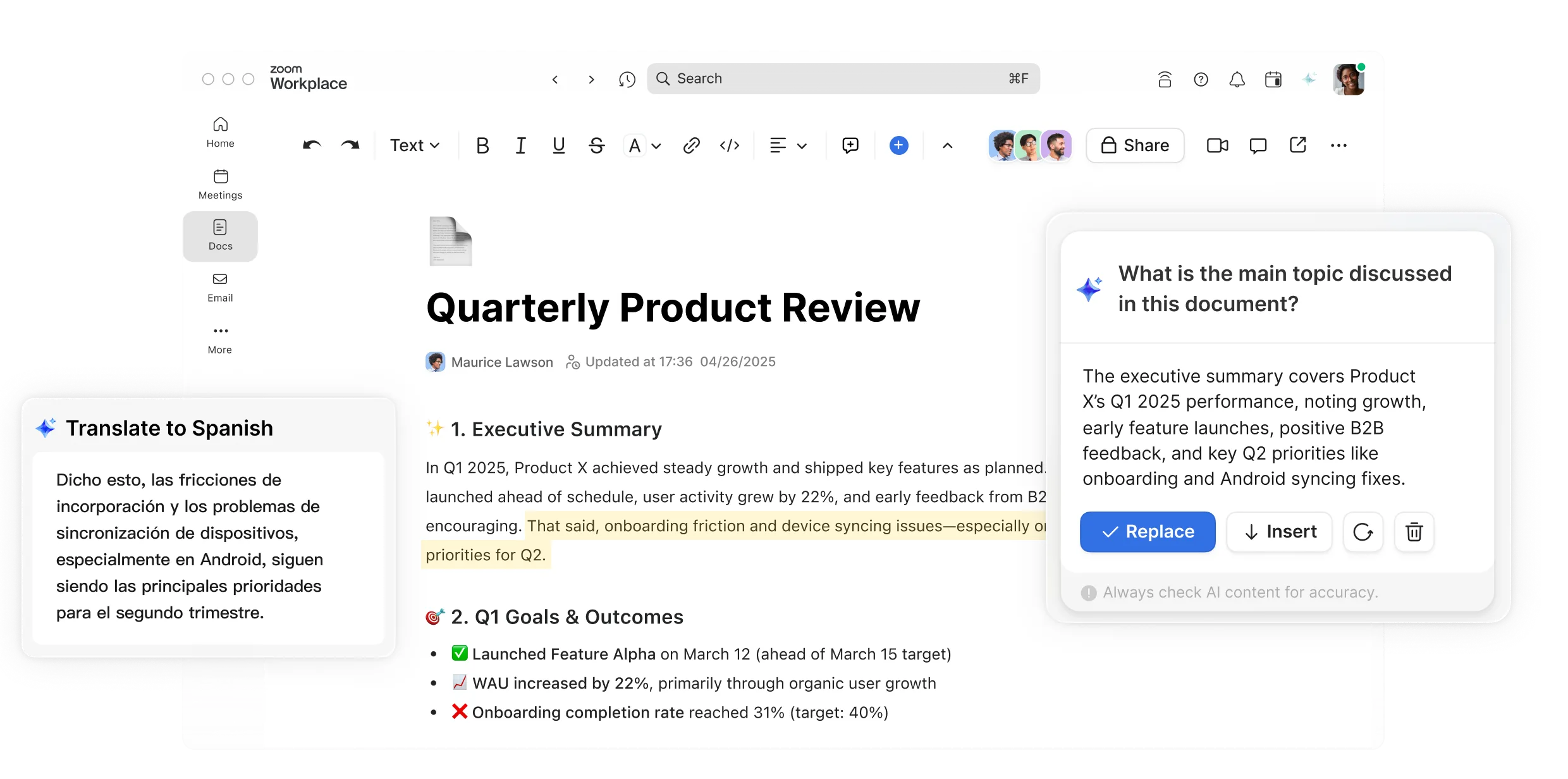 Trasforma le conversazioni in documenti collaborativi all’istante