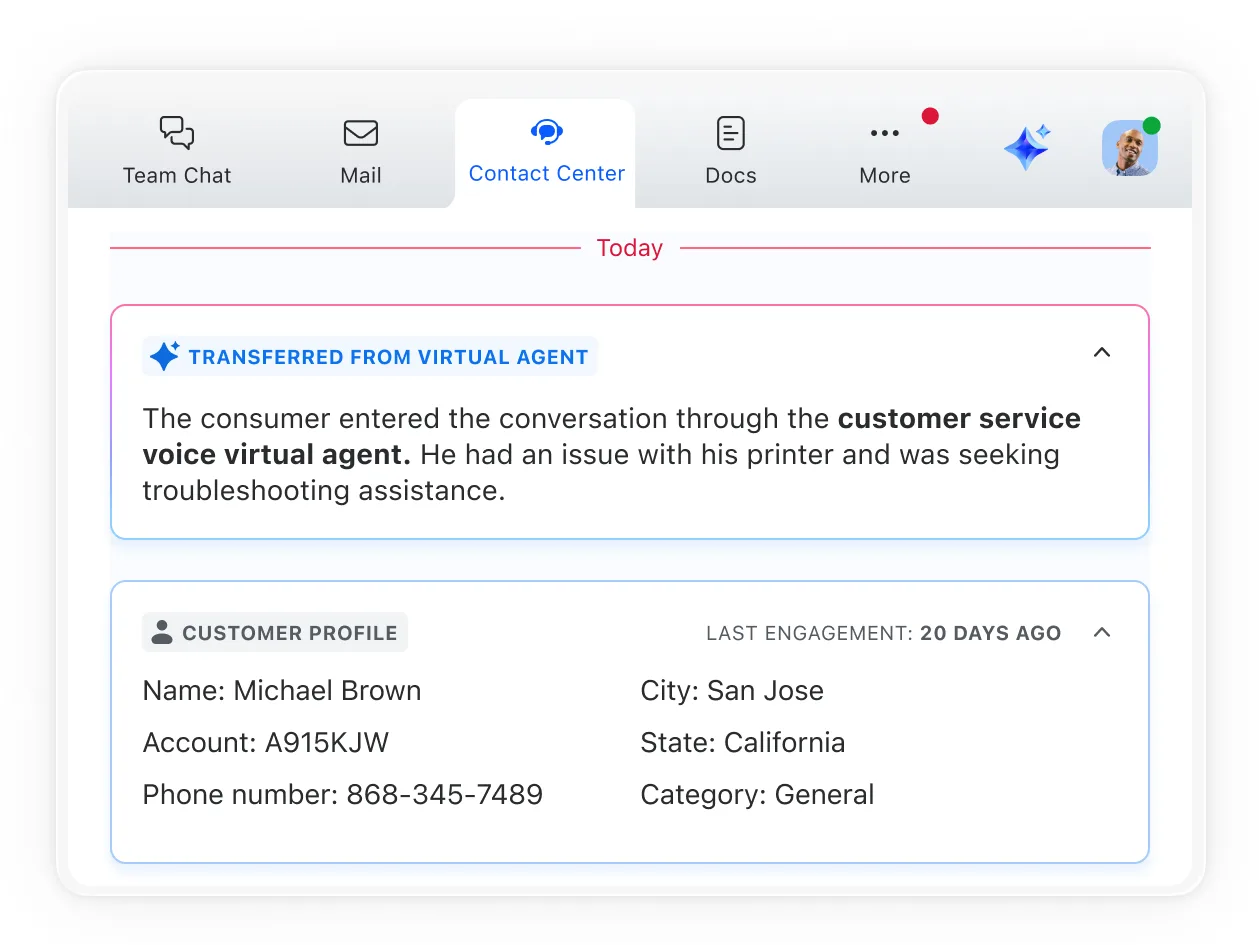 Enable smooth escalations between virtual and live agents
