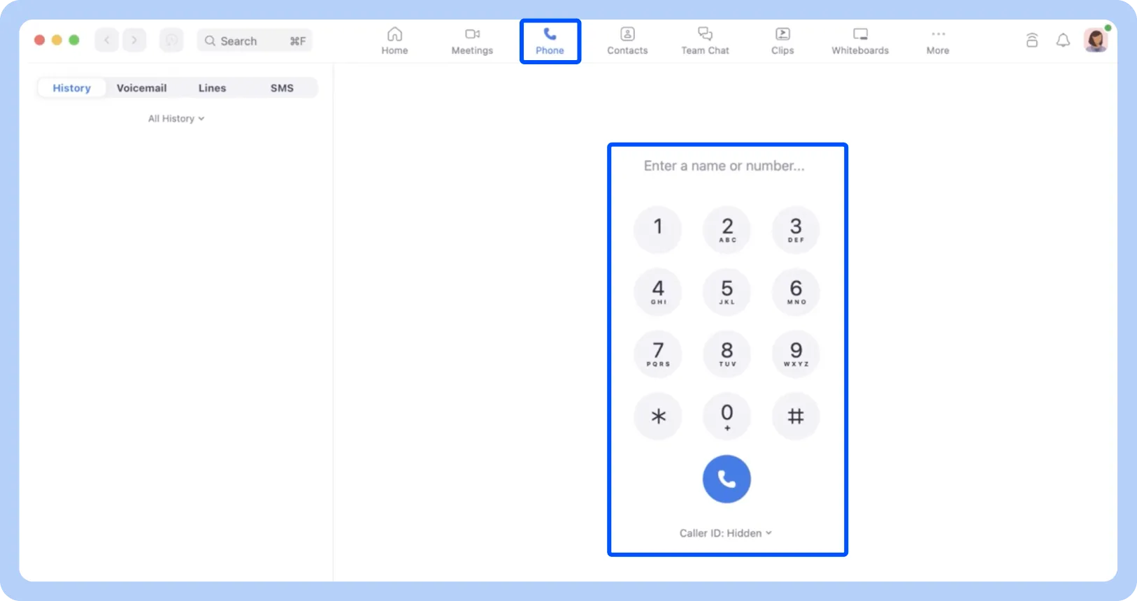 A screenshot displaying the Zoom Phone interface.