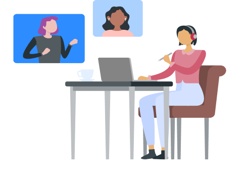 Silhouette d’une femme chez elle à son bureau