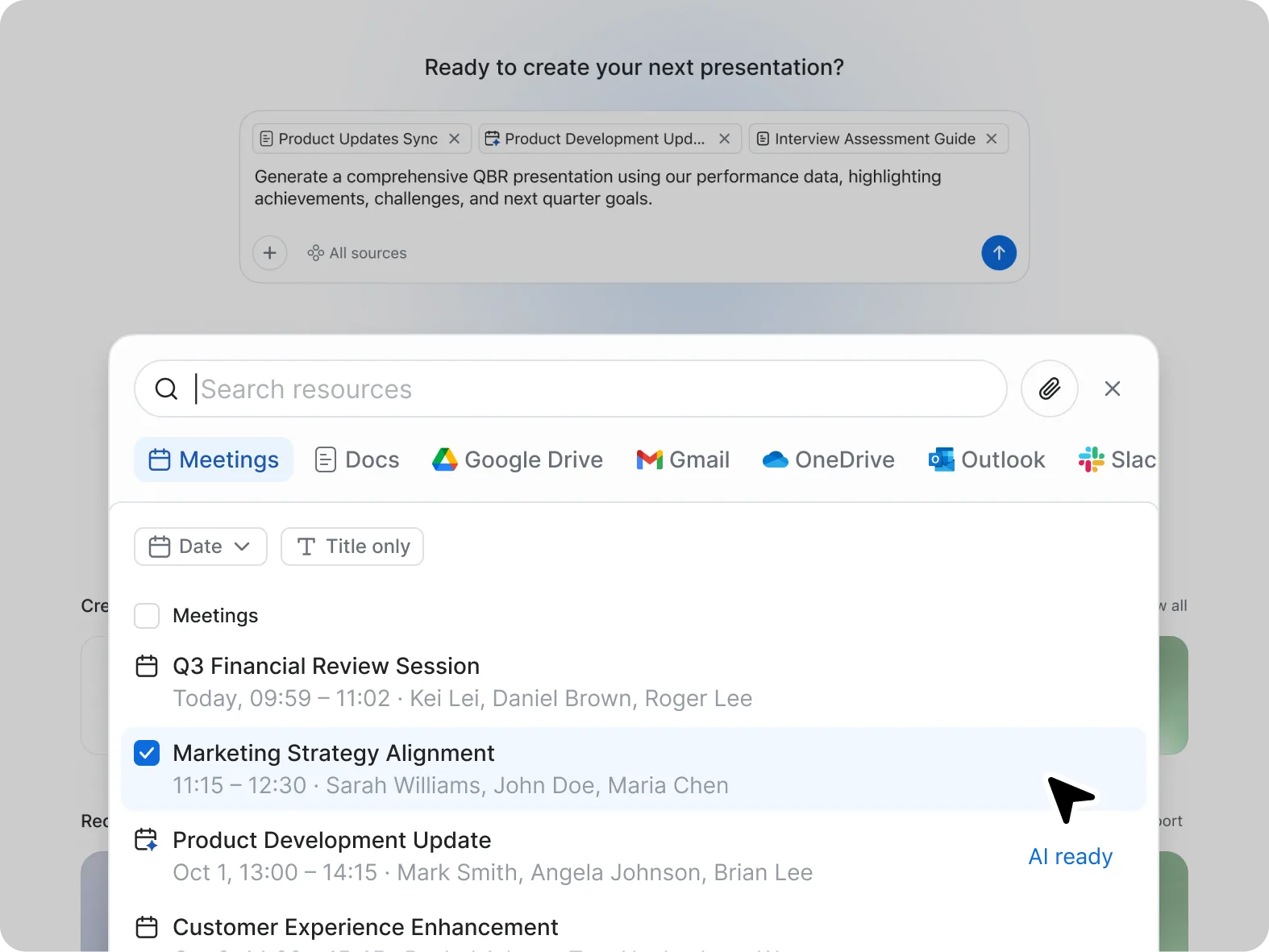 Generate slide decks from your meeting notes
