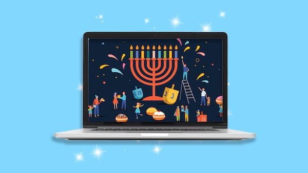 Hanukkah background on a computer