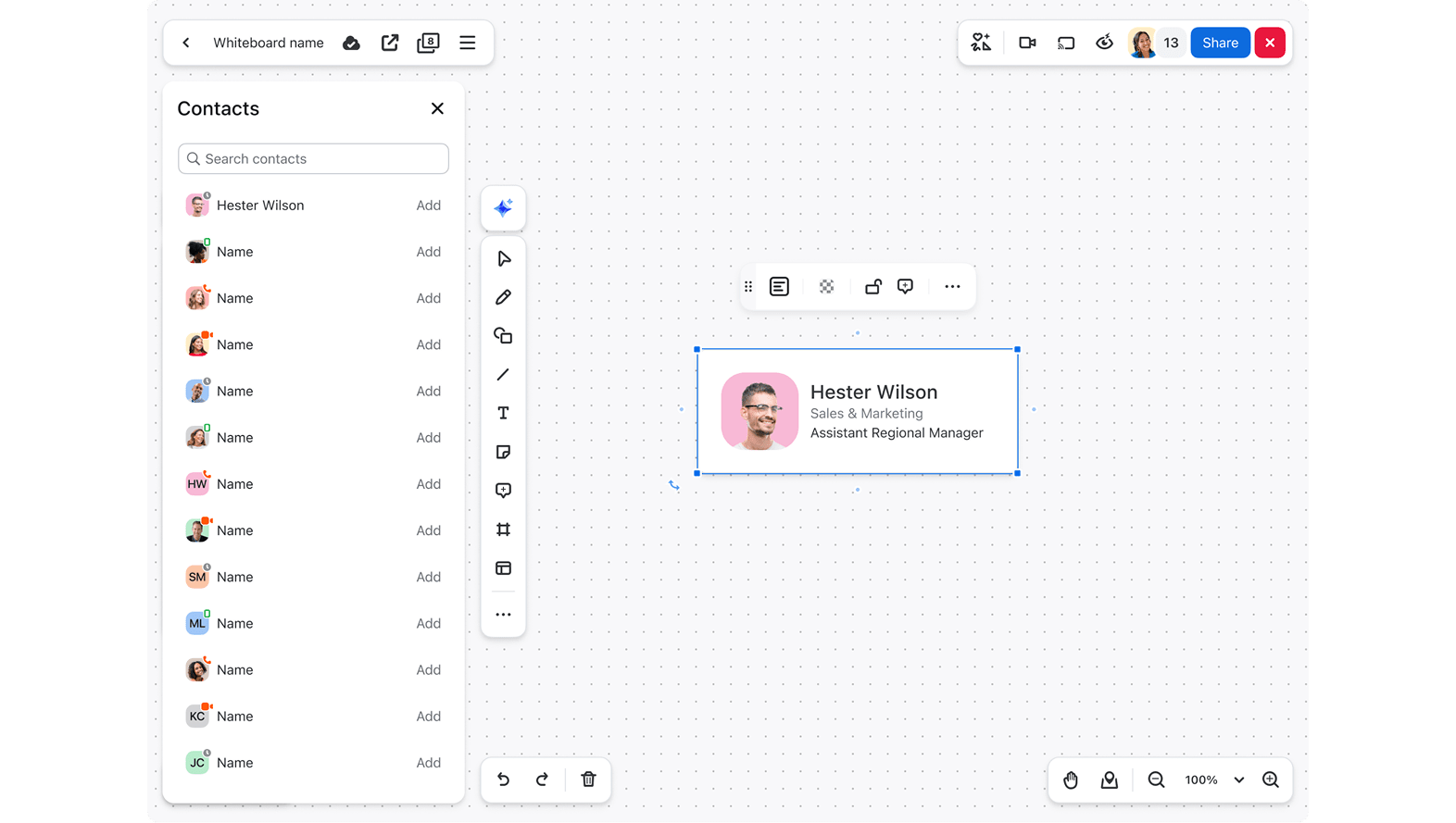 Whiteboard : New Object Type: User Cards