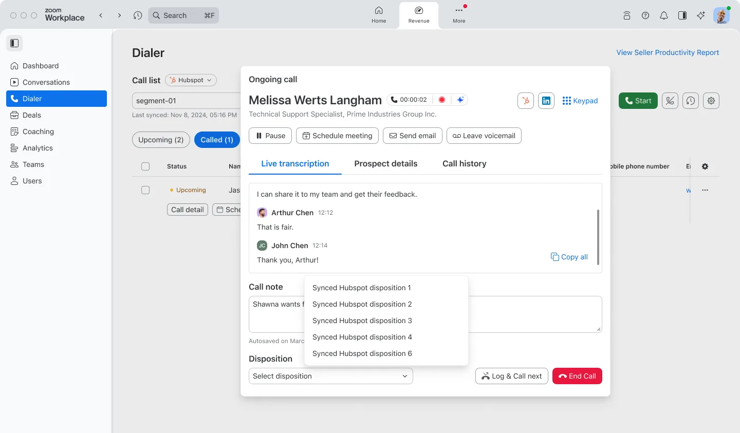 HubSpot Integration for Zoom Auto Dialer