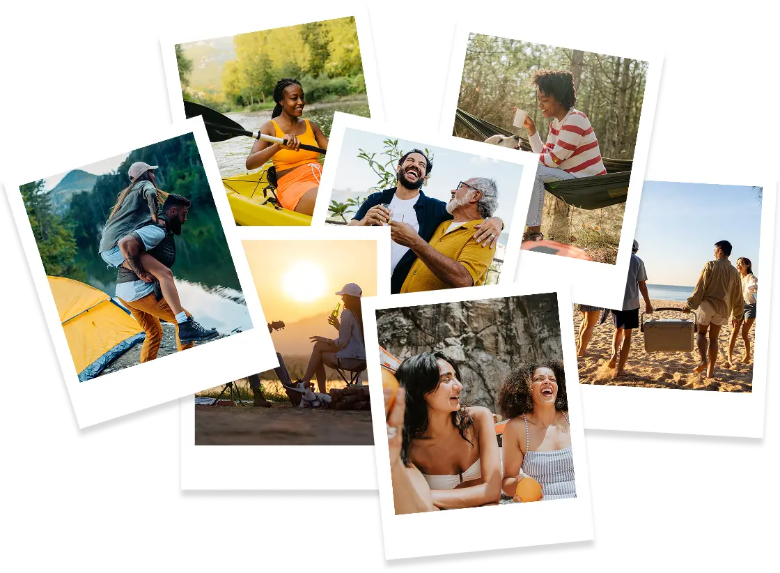 A stack of vacation polaroid photos