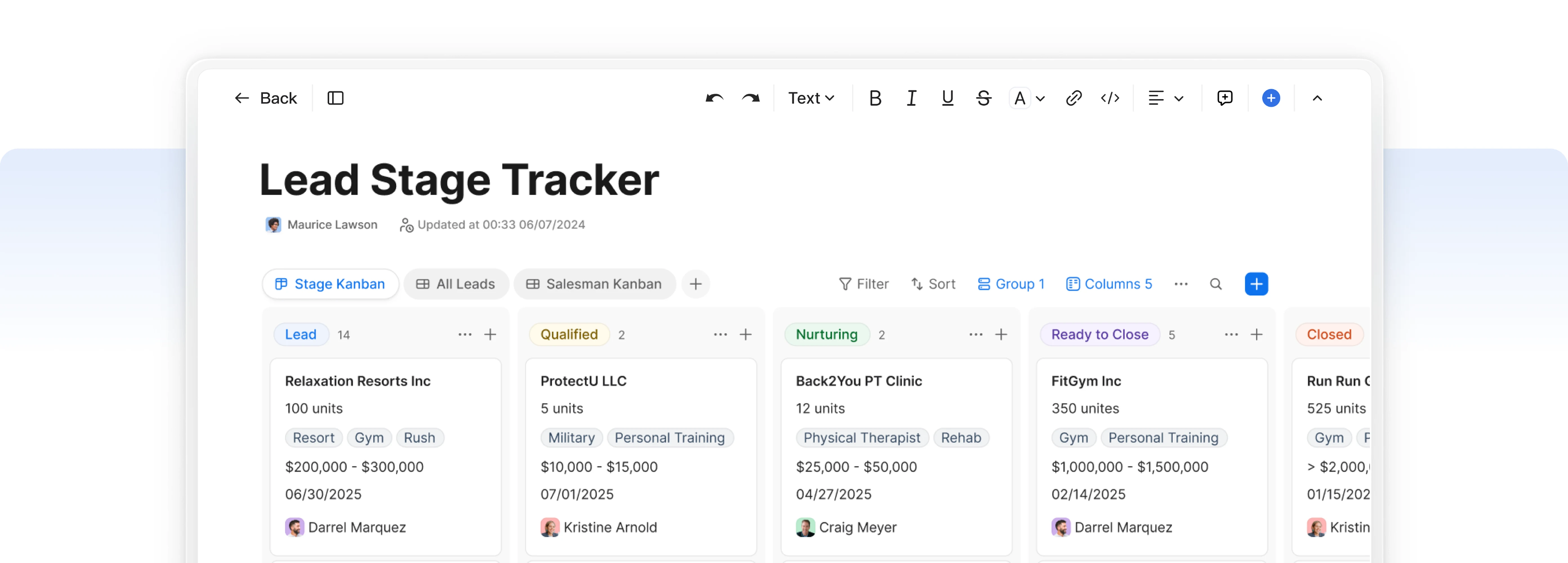 Lead Stage Tracker