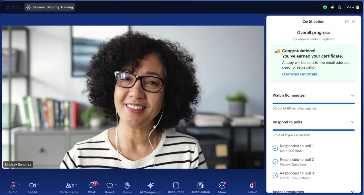 Learning Certificates for Webinars