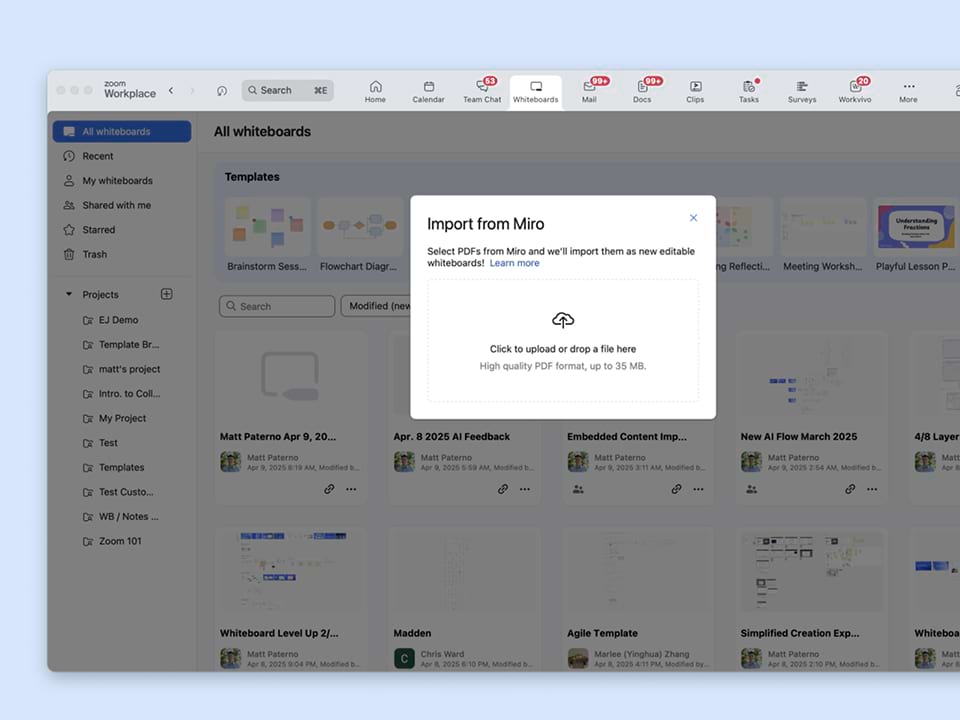 How to switch to Zoom Whiteboard