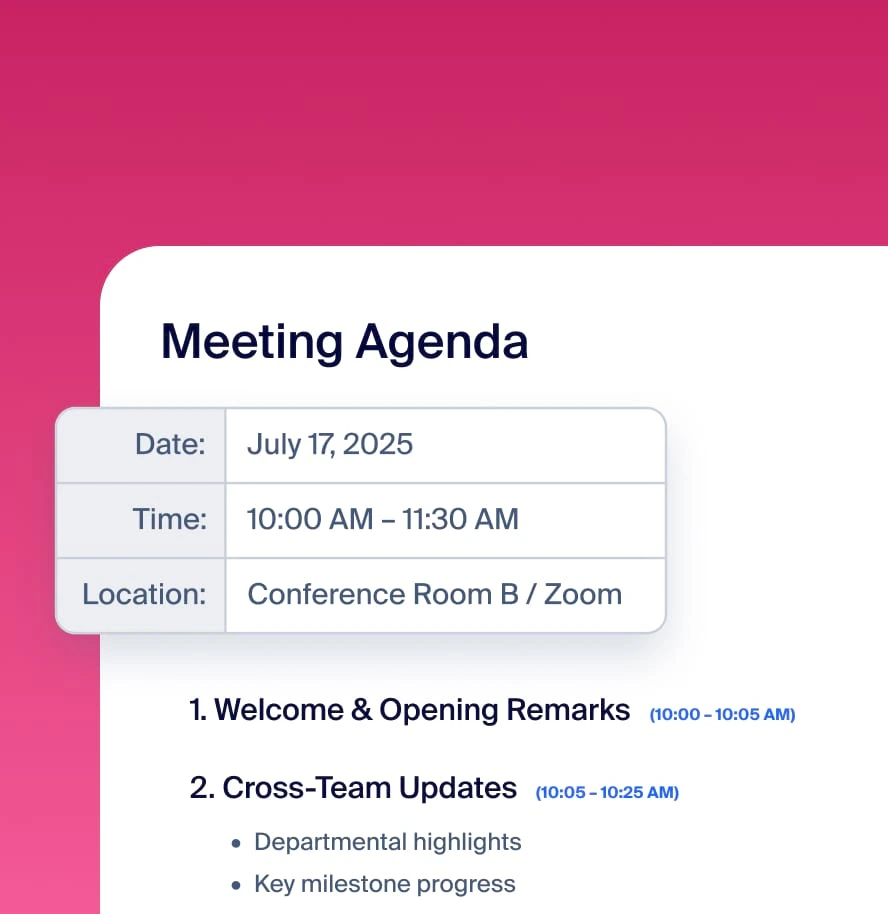 Meeting Agenda