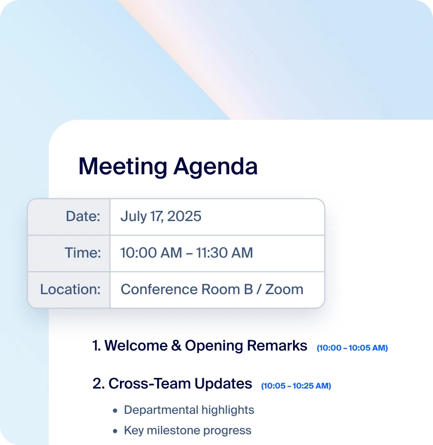 Meeting Agenda