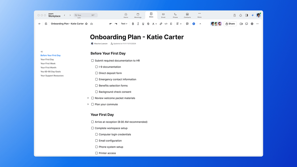 Create detailed new hire onboarding plans