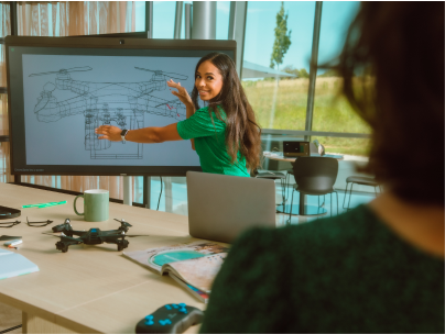 Vrouwen geven een presentatie op Whiteboard
