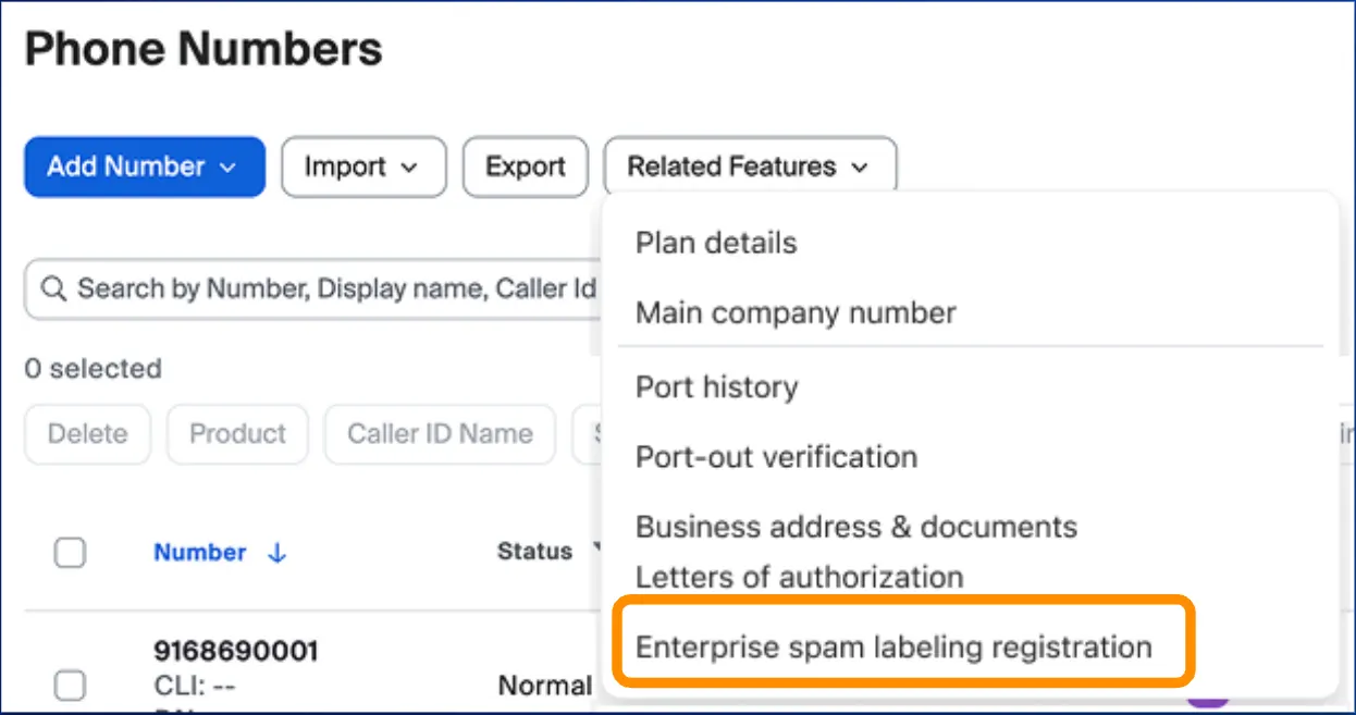 Enterprise Spam Registration for Zoom Phone