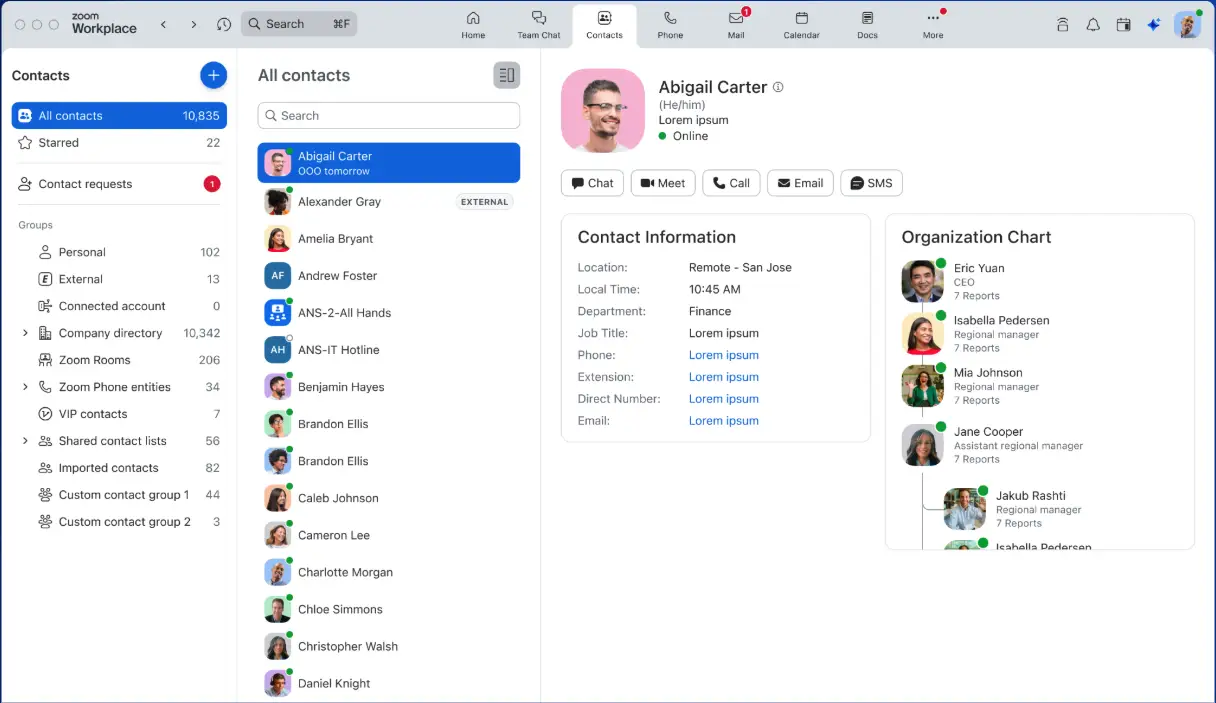 Updated Contacts Experience