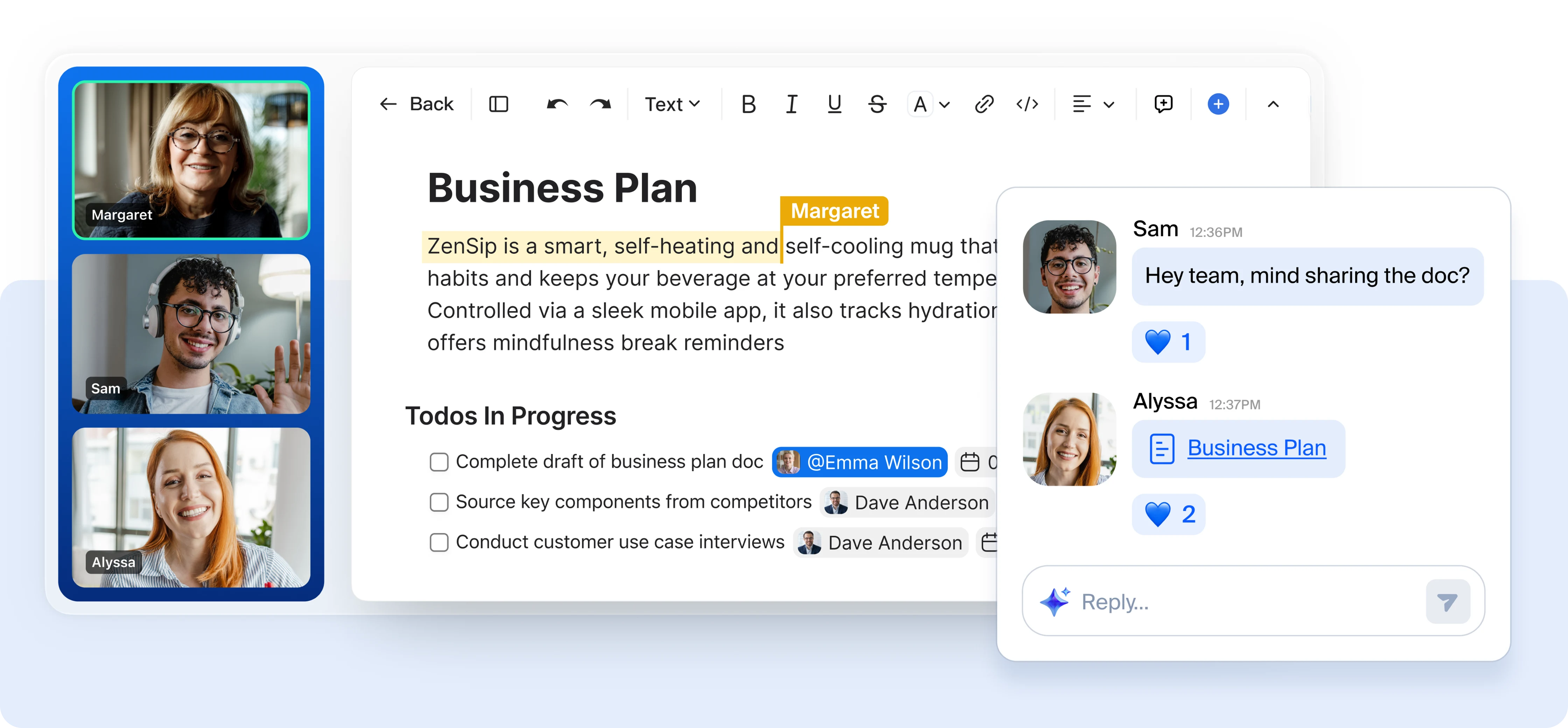 Launch meetings or share docs with a click