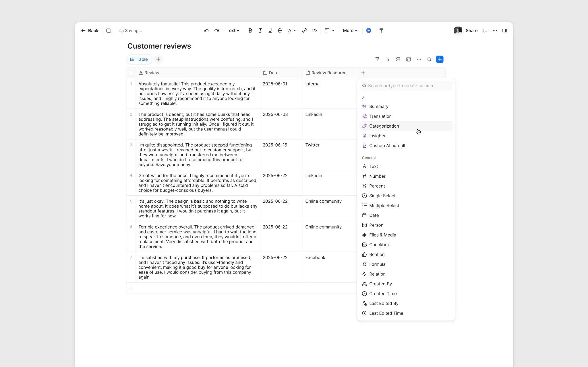 Populate Data Table Columns with AI Companion