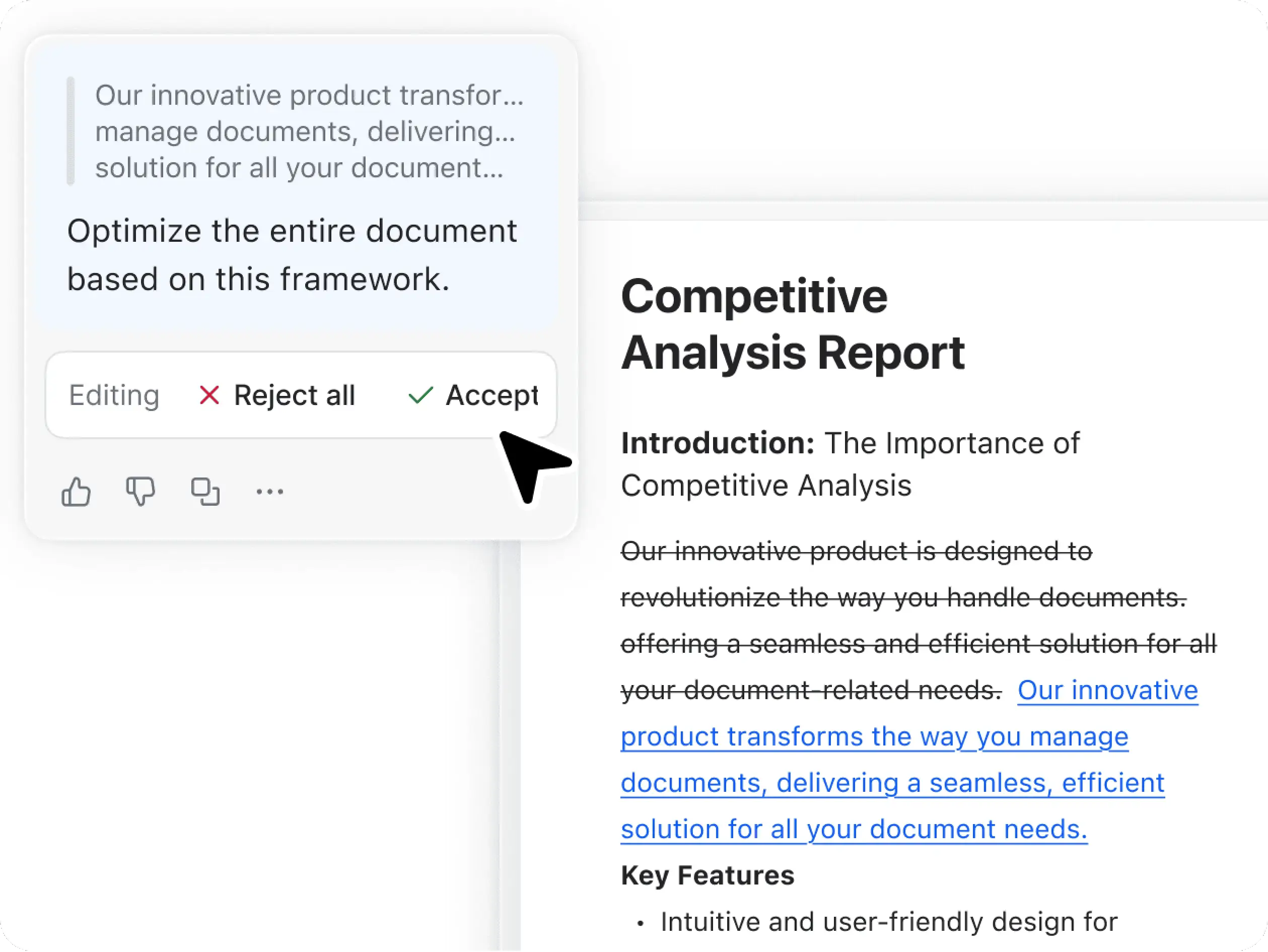 Refine content side-by-side with AI