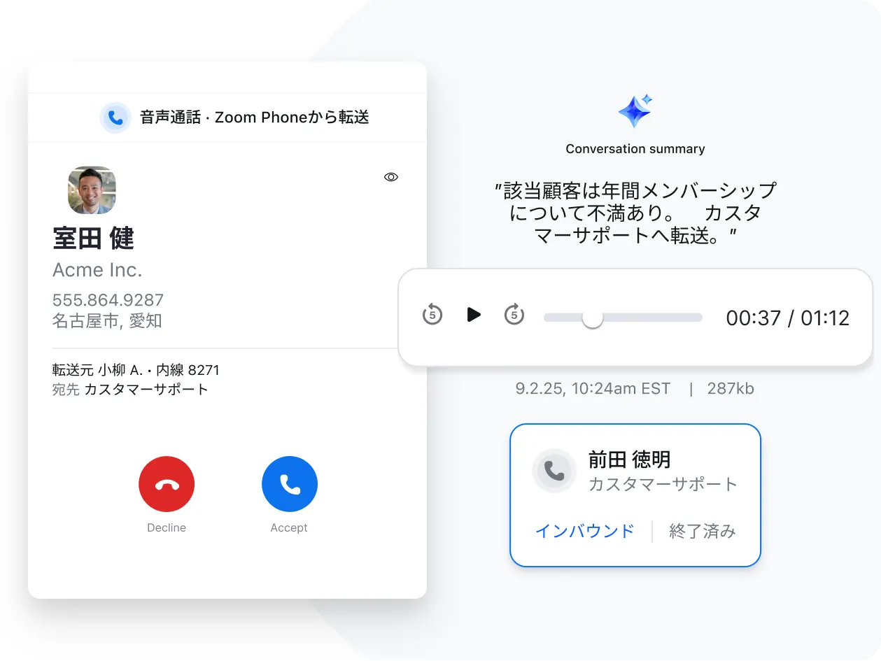Zoom Contact Centerへのシームレスな引き継ぎ