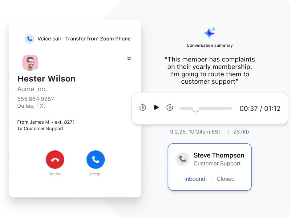 Enable seamless handoffs to Zoom Contact Center