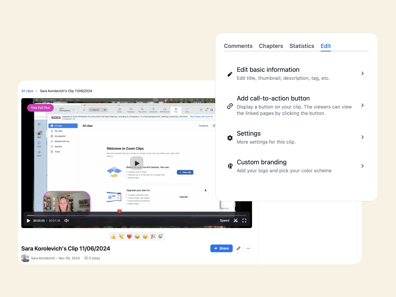 Easy-to-use screen recorder features in Zoom Clips