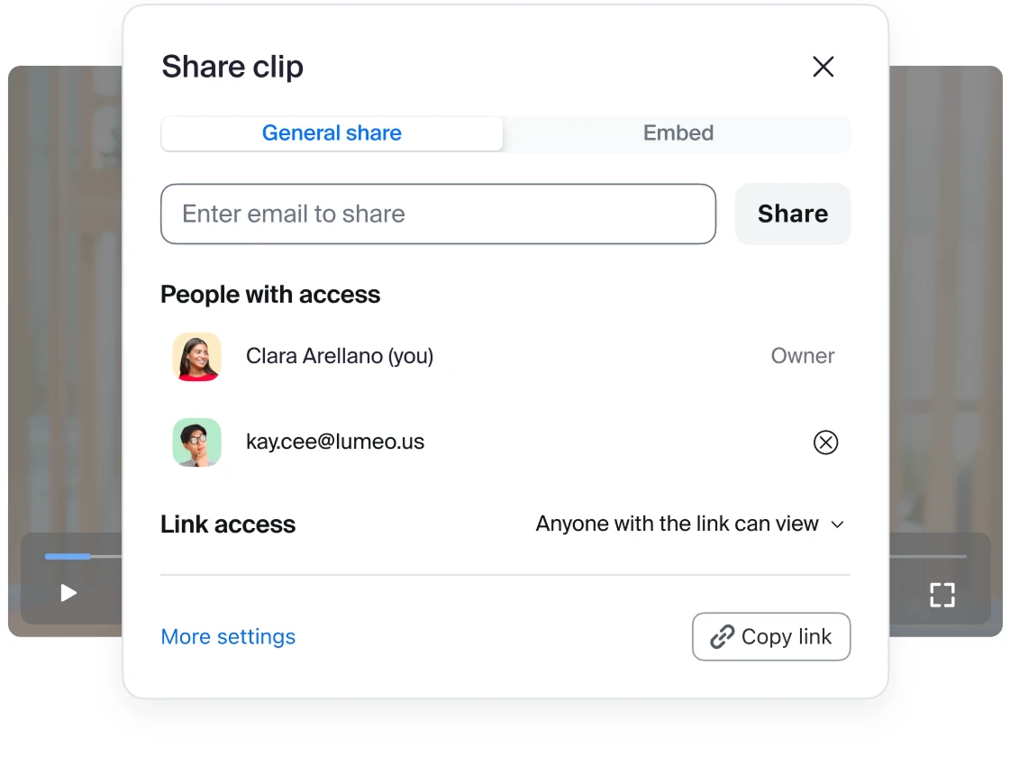 Share recordings securely