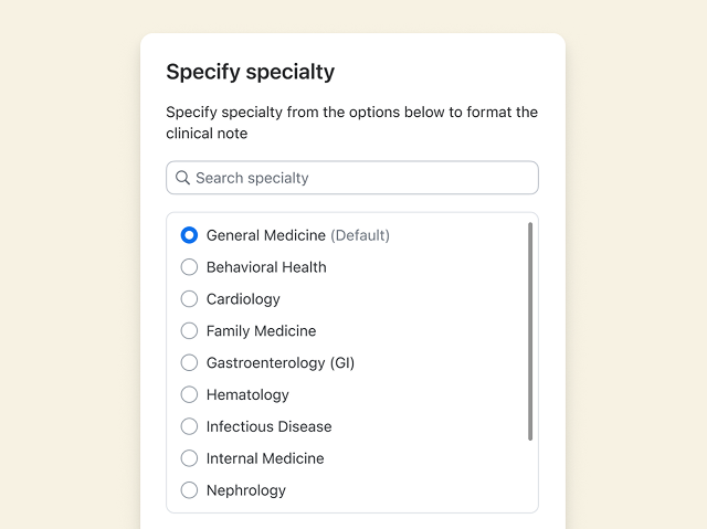 Multiple specialties