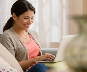 Woman working on laptop