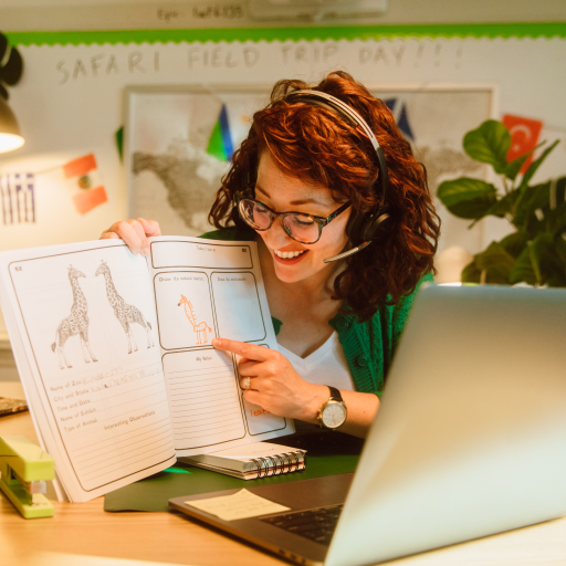 Woman teaching on the computer