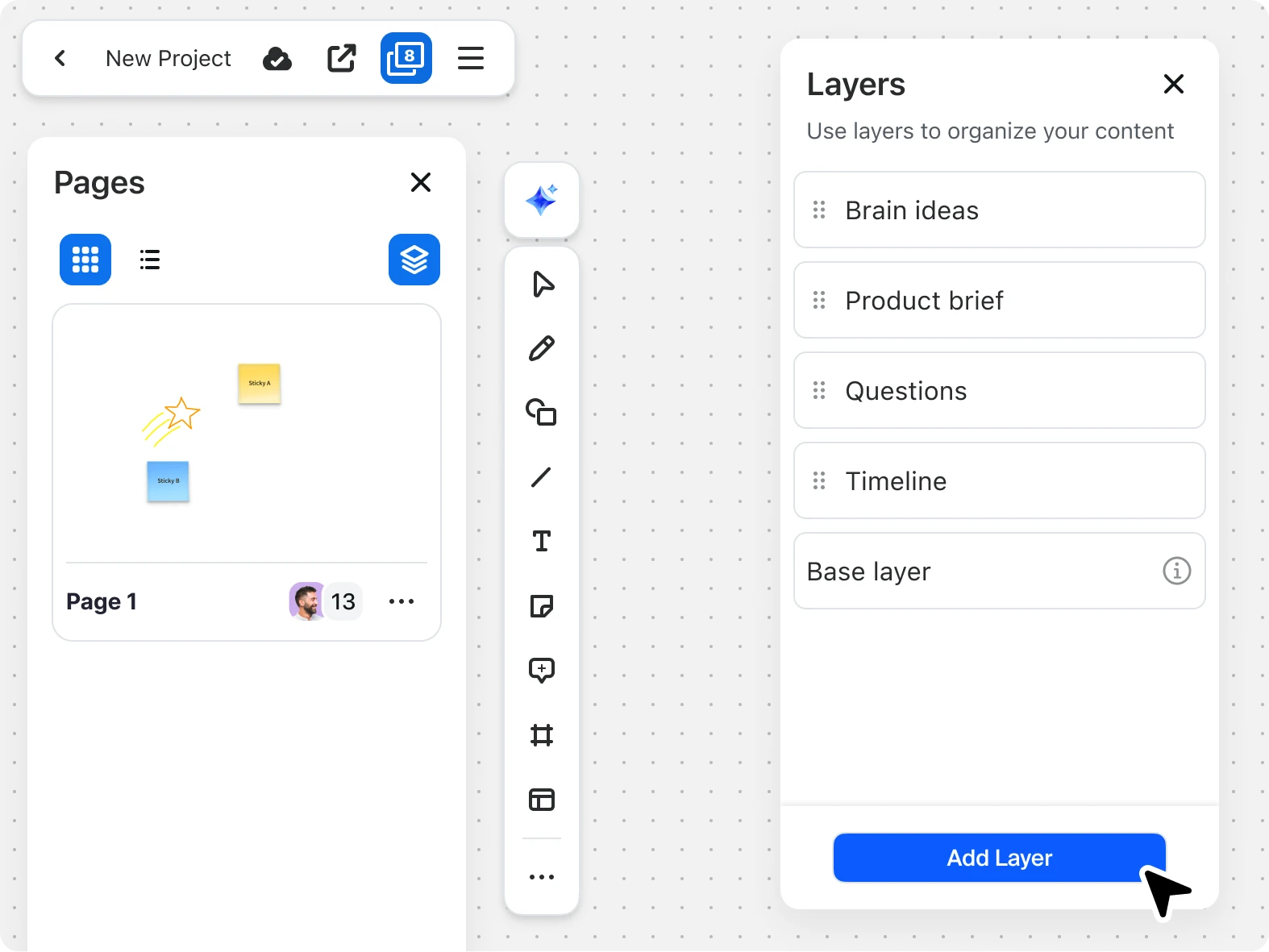 Toggle layers on and off for clearer presentations