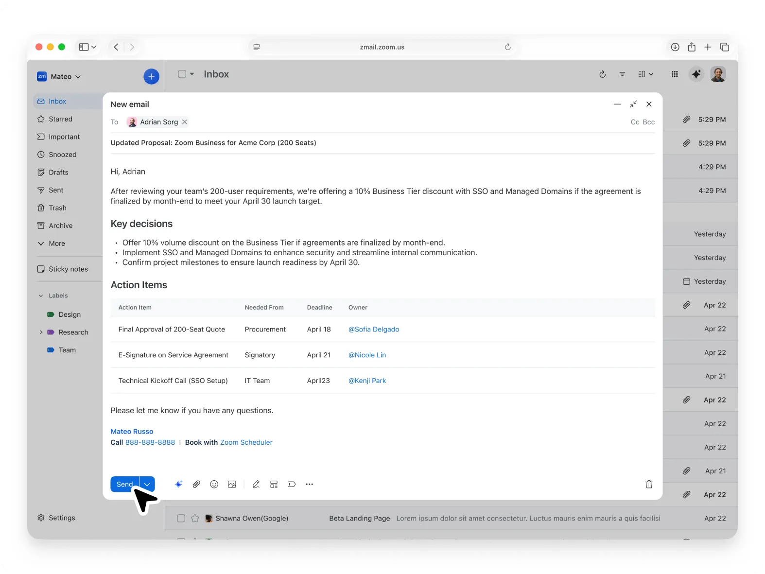Turn emails into action