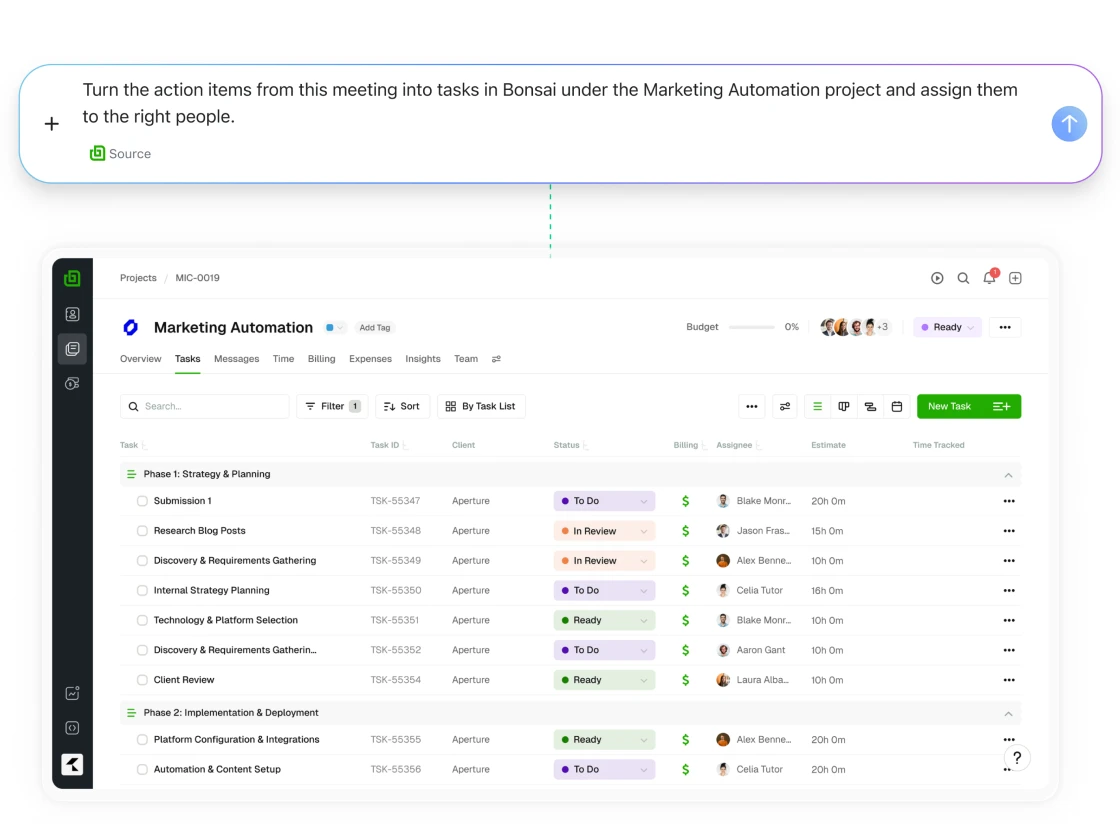 Turn conversations into tasks