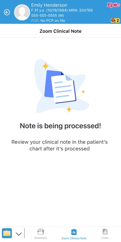 Zoom Clinical Note Integration for Epic