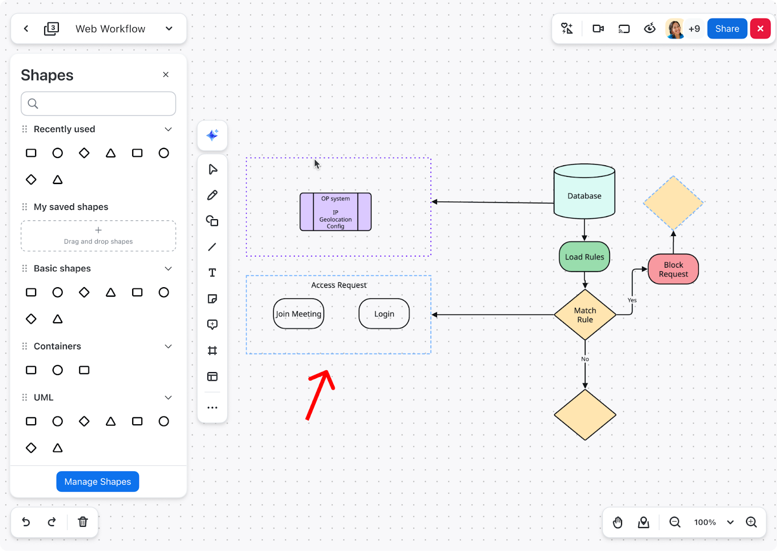 Containers for advanced diagramming