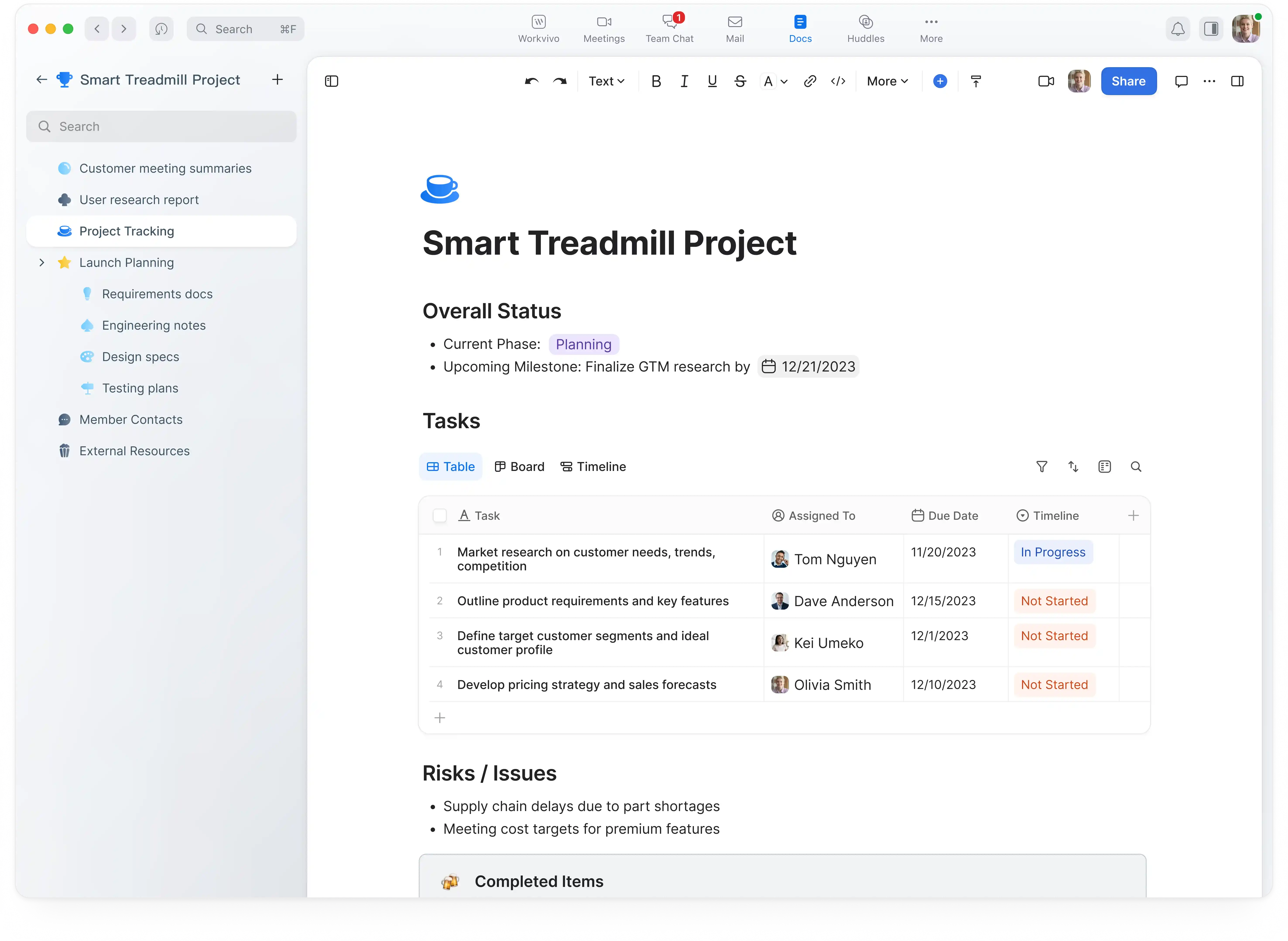 Interface utilisateur de Zoom Docs