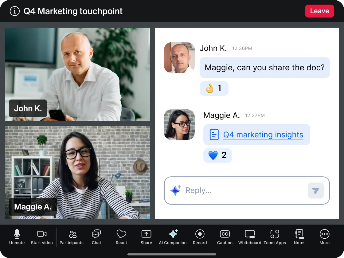 Zoom Meetings + Team Chat
