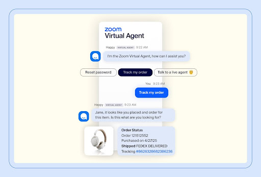 A screenshot of Zoom Virtual Agent in action.