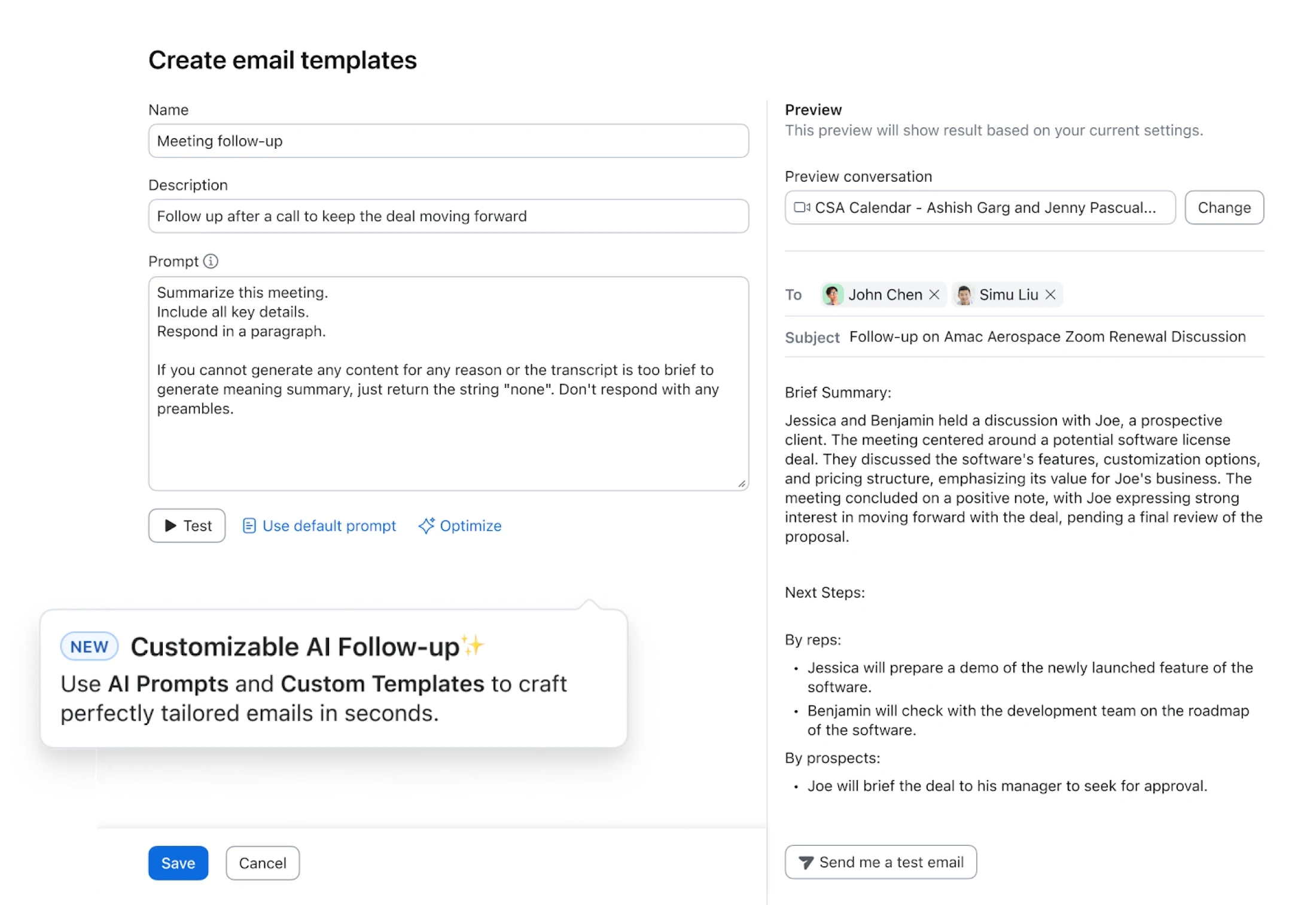 Customizable AI Follow-Up Emails