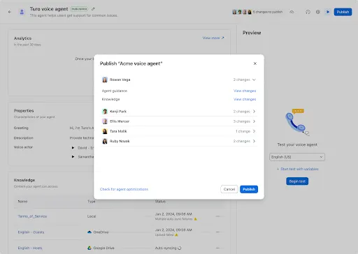 Change Log for Virtual Agents